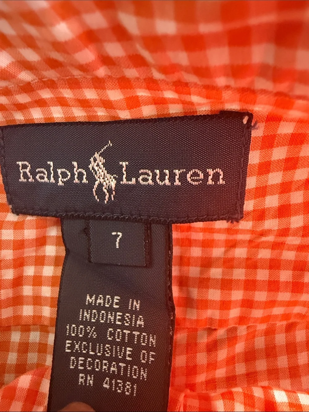 Kids Ralph Lauren Orange Gingham Short-Sleeve Button-Down Shirt